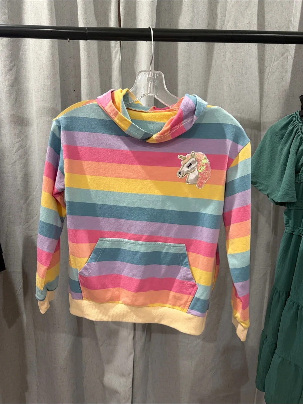Rainbow Striped Unicorn Hoodie